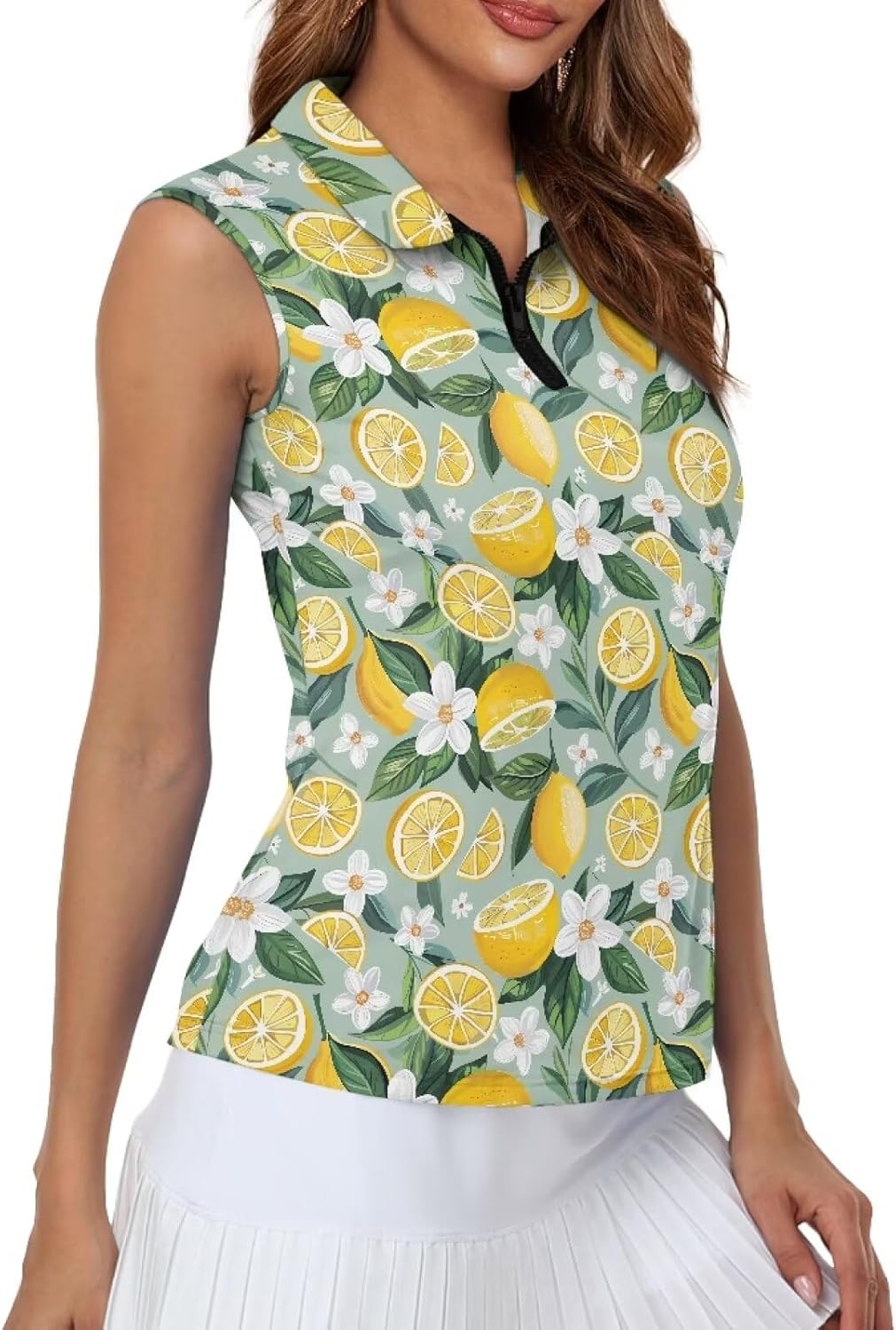 Sleeveless Collared Golf Shirts for Women, Zip Tank Tops Polo Shirts, Golf Shirt Women Sleeveless for Summer