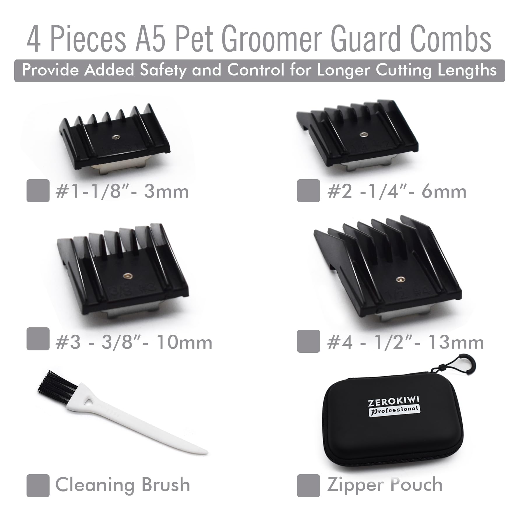 4 Sizes Professional Universal Animal Clipper Replacement Attachment Guard Guide Combs 1/8