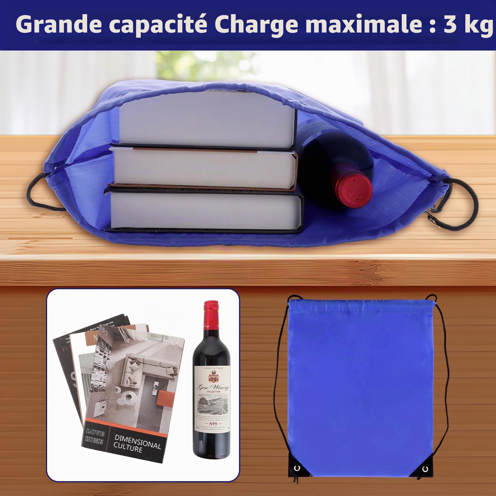 DAJAVE Sac de gym étanche avec cordon de serrage - Lot de 30 sacs en polyéthylène - 15 couleurs - Imperméable - Grande capacité - Pour le sport, la salle de sport, les voyages
