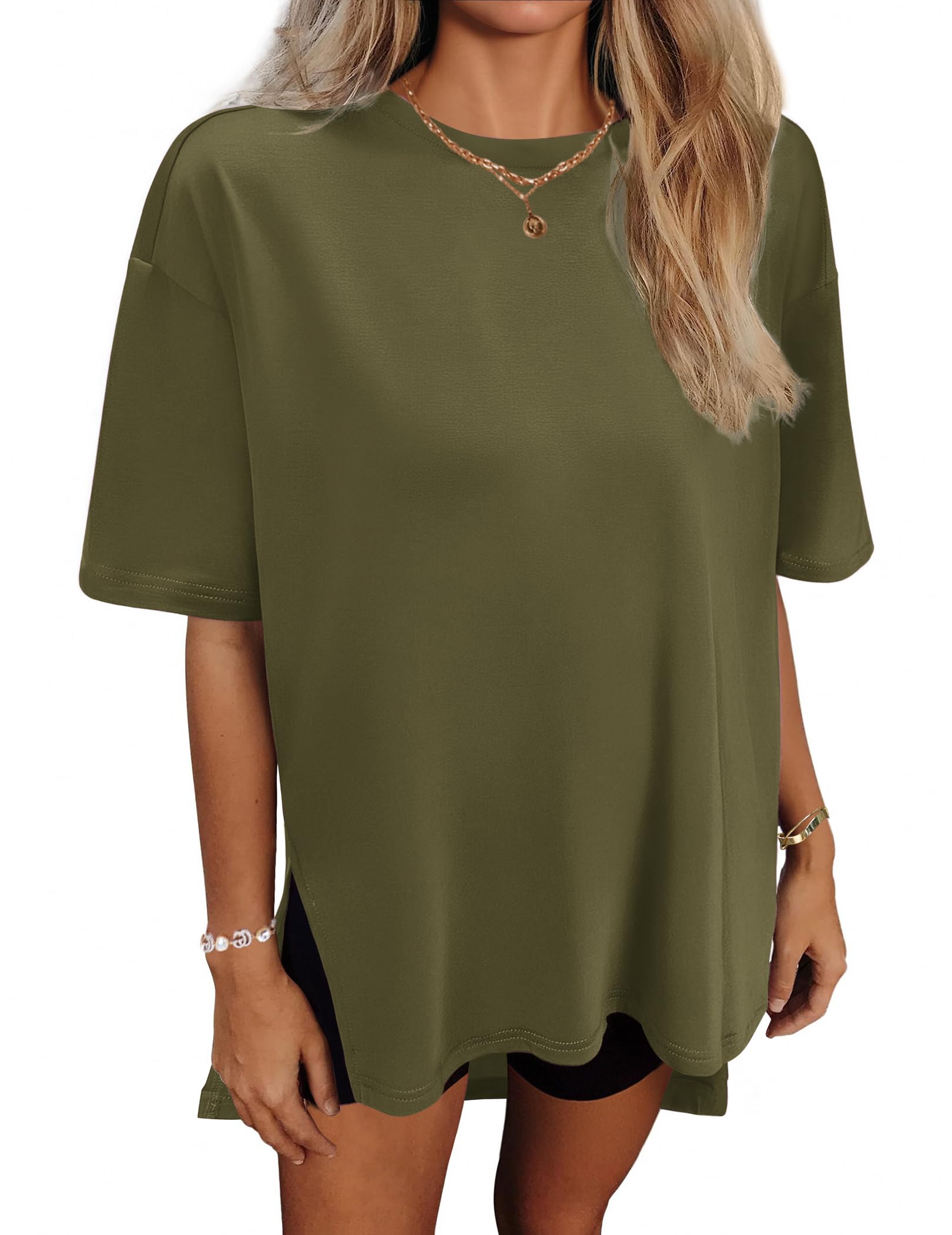 Hotouch Womens Oversized T Shirts Loose Fit Crewneck Short Sleeve Casual Blouse Y2K Tee Tops