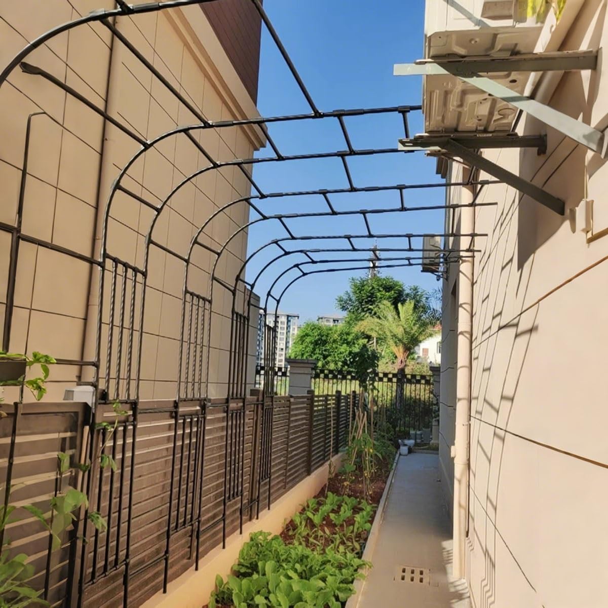 Traliccio a mezzo arco per rose – Archi da giardino per rampicanti facile da montare in acciaio zincato durevole rivestito in PE – Dimensioni: 120 – 320 cm supporto per piante