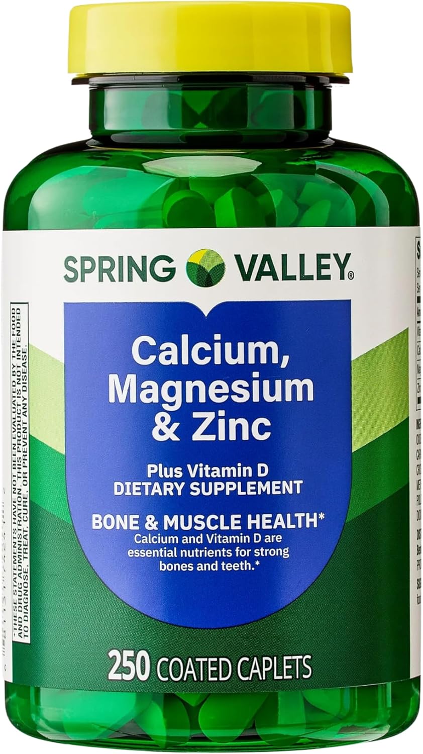 Calcium, Magnesium, Zinc Plus Vitamin D3, Dietary Supplement, 250 Count, (Pack of 2)