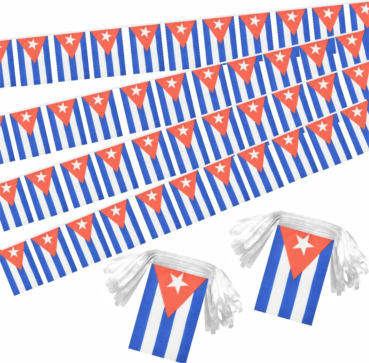 2 Pack Cuba Flag Banner String Small Mini 66 Feet 60 Pcs Cuban Hanging Flags Decoration
