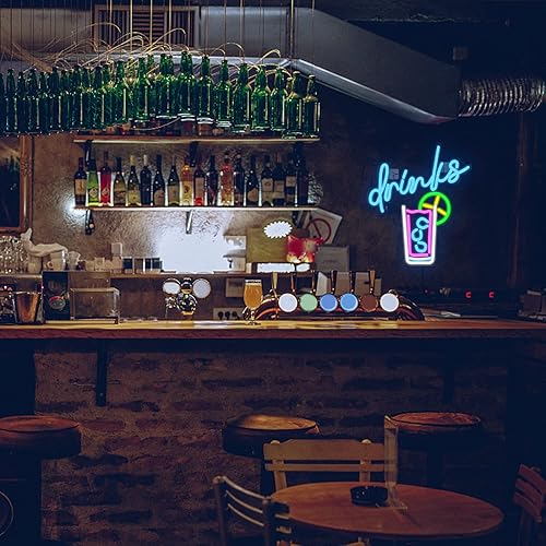 Miniatura 4 de WLHOPE - Letreros de neón para bebidas, luces LED de neón para tazas geniales, luces de pared de arte USB para cóctel, luces de pared LED para bar,