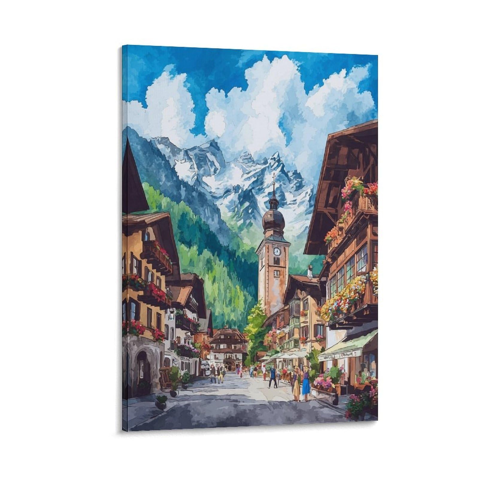 ZBBGGOZ Mittenwald Poster 24x36inch(60x90cm) Vintage Watercolor Canvas Art
