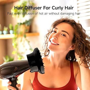 Outccogo Diffuser Attachment for Hair Dryer,Hair Diffuser,Hair Diffuser For Curly Hair,Diffuser Hair Dryer,Universal Blow Dryer Defuzzer 1.4-2.6'' Nozzle,Black