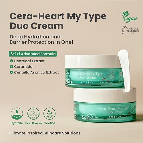Miniatura 2 de AXIS-Y Cera-Heart My Type Duo Crema con Heartleaf y Ceramida, alivio del enrojecimiento y reparación de la barrera de la piel contra la humedad,