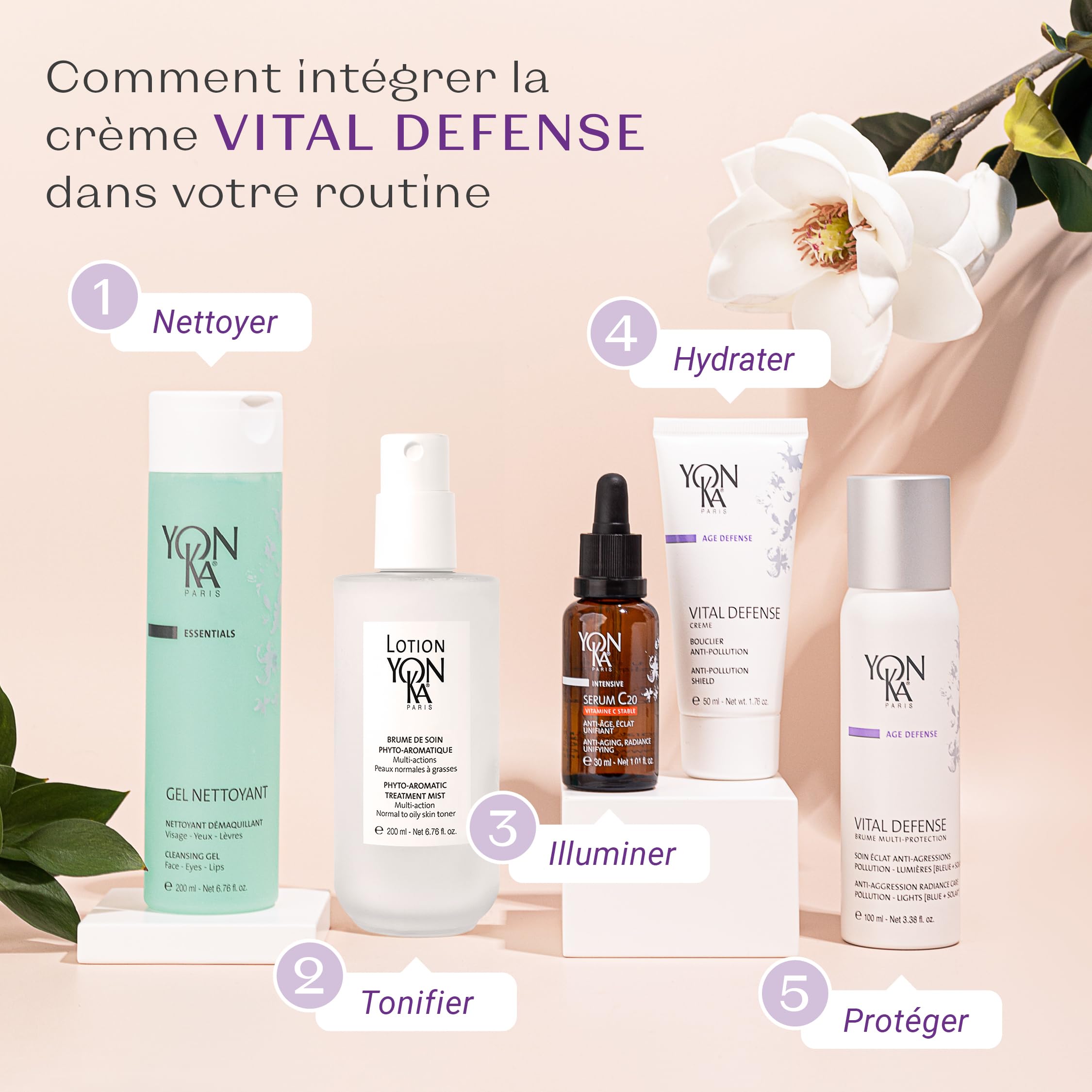 Yon-Ka Vital Defense Crème de Jour 50ml - Hydratant Quotidien et Crème Anti-Pollution - Testé par Dermatologues - Soins Professionnels - Sans Parabènes
