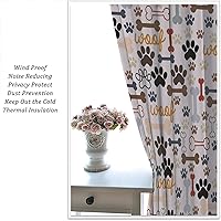 Vista 221 de Cortinas opacas con estampado de patas de perro, estampado de patas de perro y huesos, tratamiento de ventana, cortinas con aislamiento térmico
