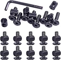 Vista 21 de Swpeet 25 tornillos de cabeza hexagonal M6 de 3.150 in, color negro, para cuna, cuna y tuercas de barril con 1 llave Allen, perfecta para muebles