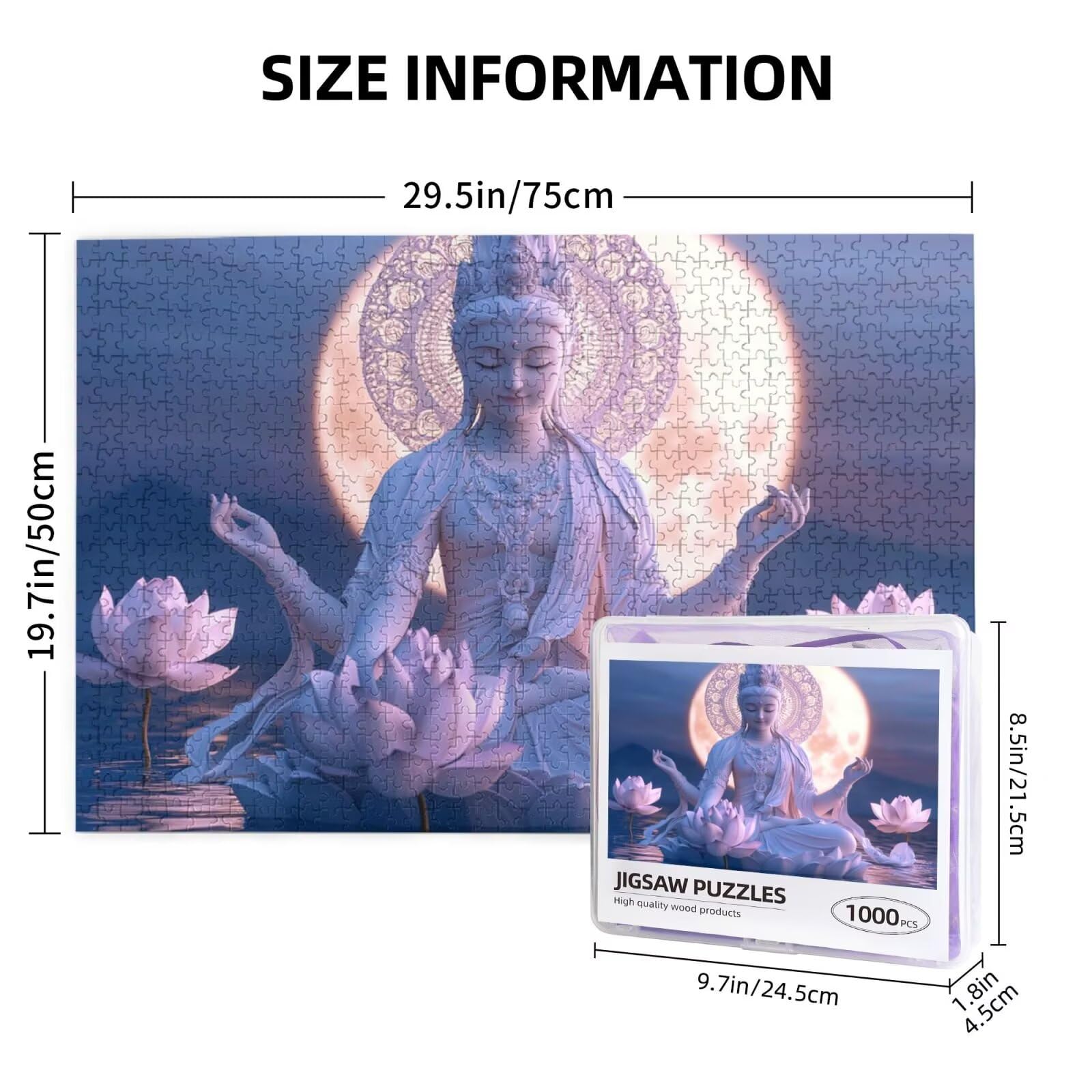 Puzzle Zen 1500 elementów, krajobraz, puzzle dla dorosłych, z pudełkiem na prezent, duże drewniane puzzle dla dorosłych, gra zręcznościowa dla całej rodziny, prezenty dla kobiet, 87 x 57 cm, 40 lat