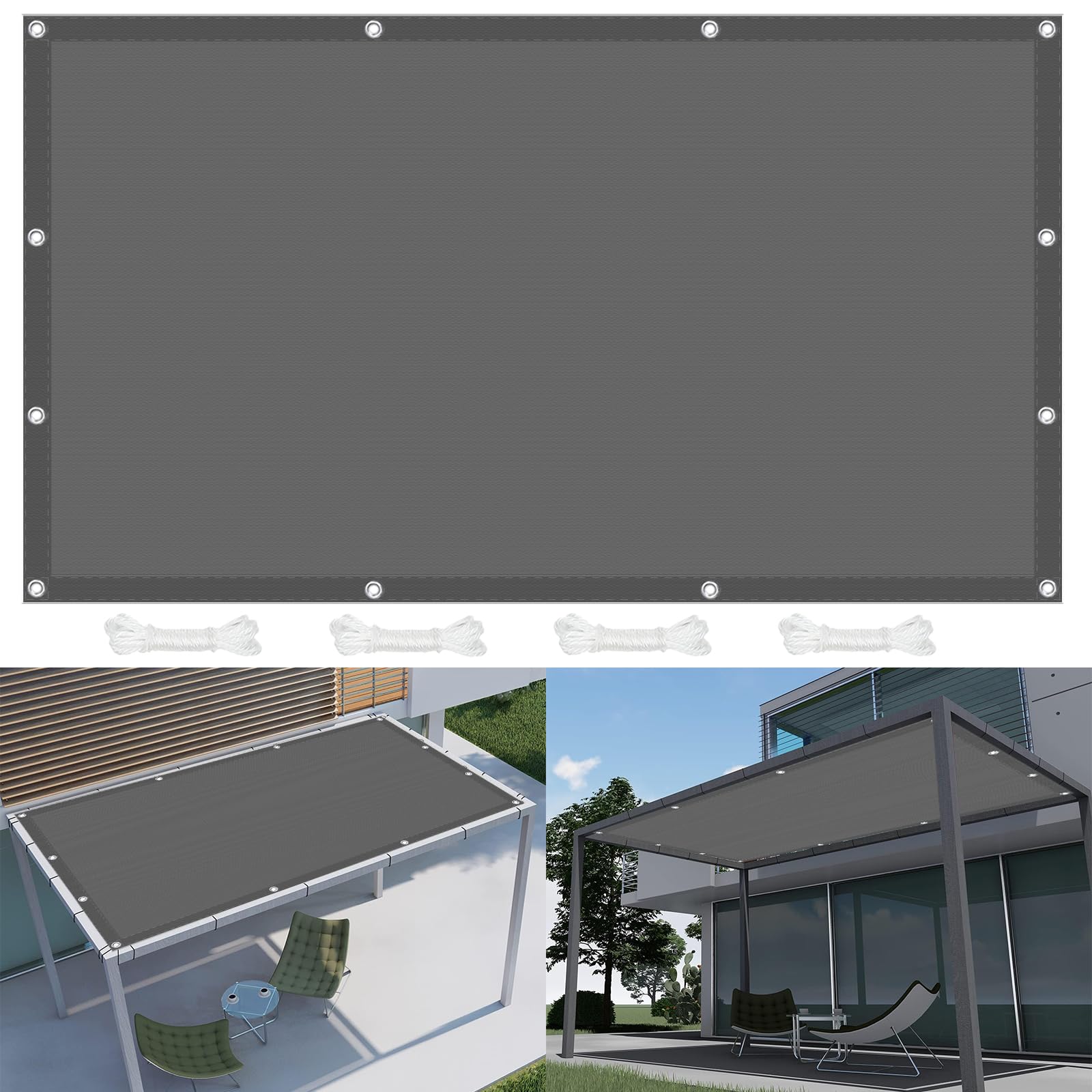 Filet d'ombrage rectangulaire imperméable 8x8m pour extérieur balcon