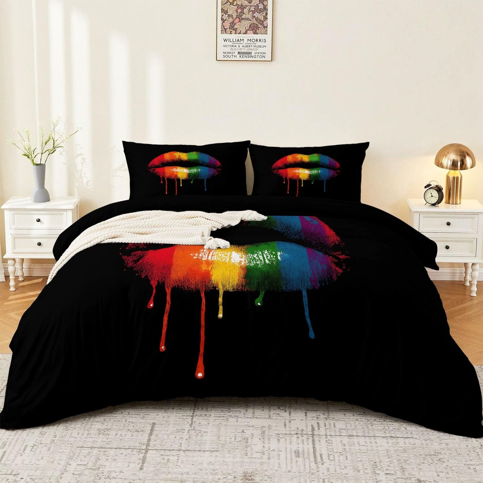 Housse de couette 240x260 abstrait noir avec ses taies