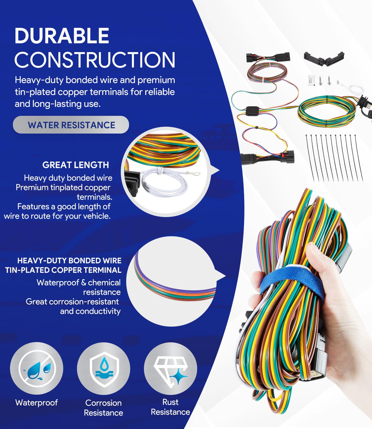 Replace for Blue Ox EZ Light Wiring BX88368 - Towing Wiring Harness kit for Jeep Willys 2021-2025 Wrangler JL 2018-2025 & Gladiator 2020-2025 Towed Vehicle Wiring Kit with Dielectric Grease