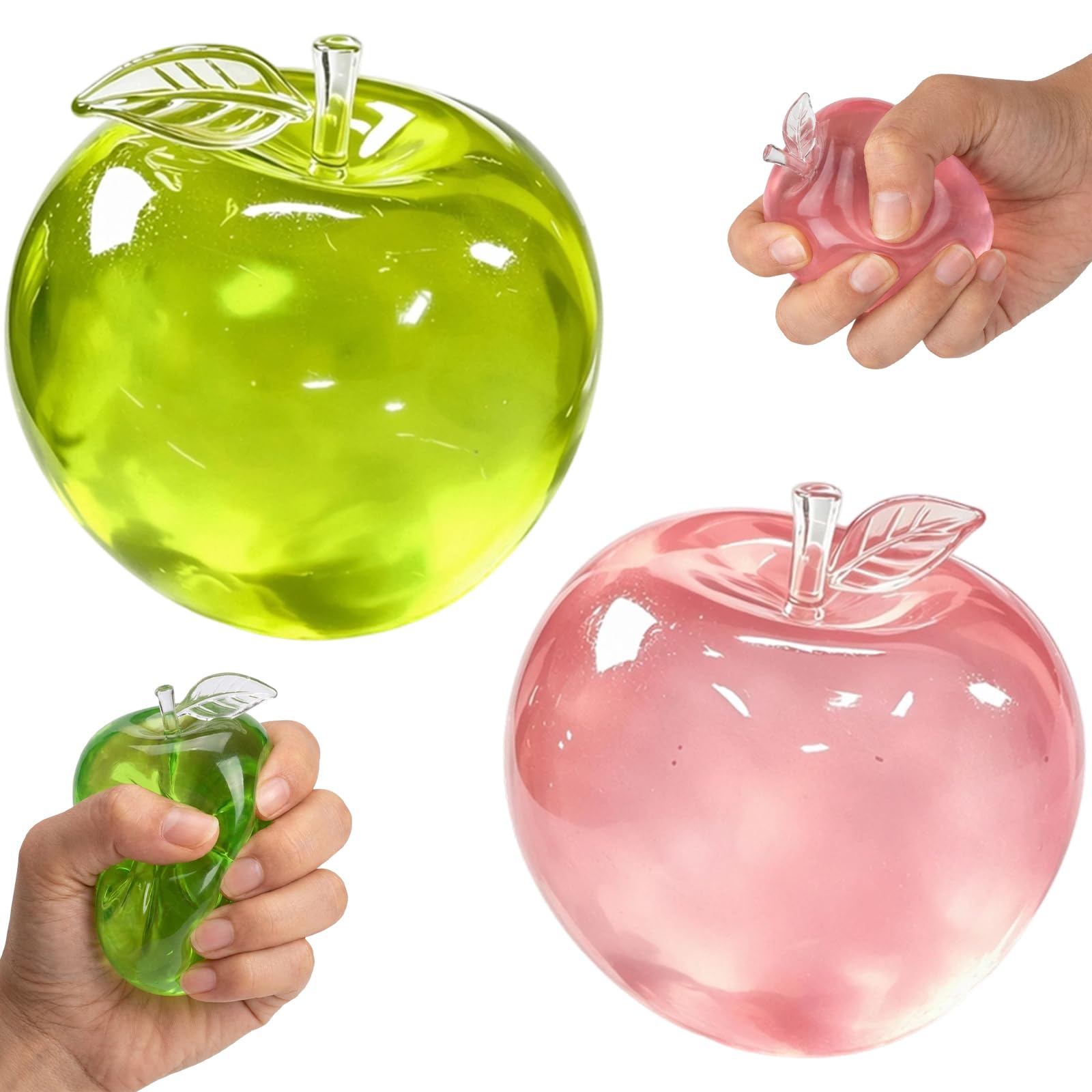 Apple Stress Ball, 2 Pack Pink Green Fruit