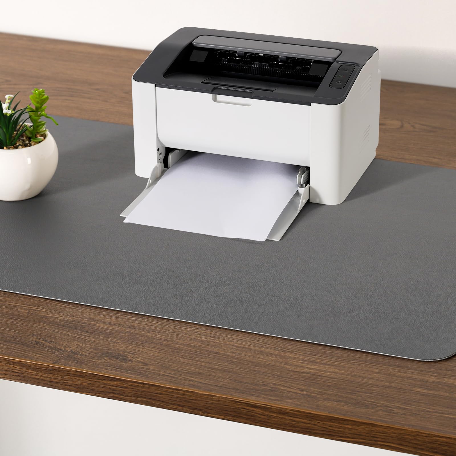 Sous-main Tapis de Bureau Antidérapant Double Face Cuir 43 x 90 cm Gris Jaune