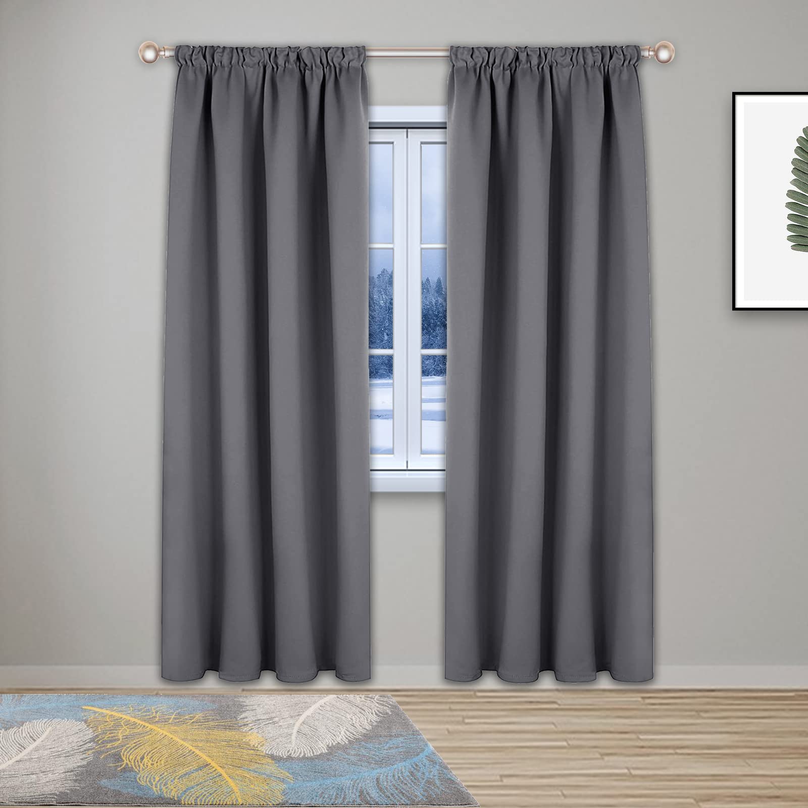 GZQIAWY 1 Pack Blackout Curtains Thermal Curtains for Bedroom Living Room Soft Window Treatments for Kids Super Soft Pencil Pleat Dark Gray 130 in x 100 in (W x L)