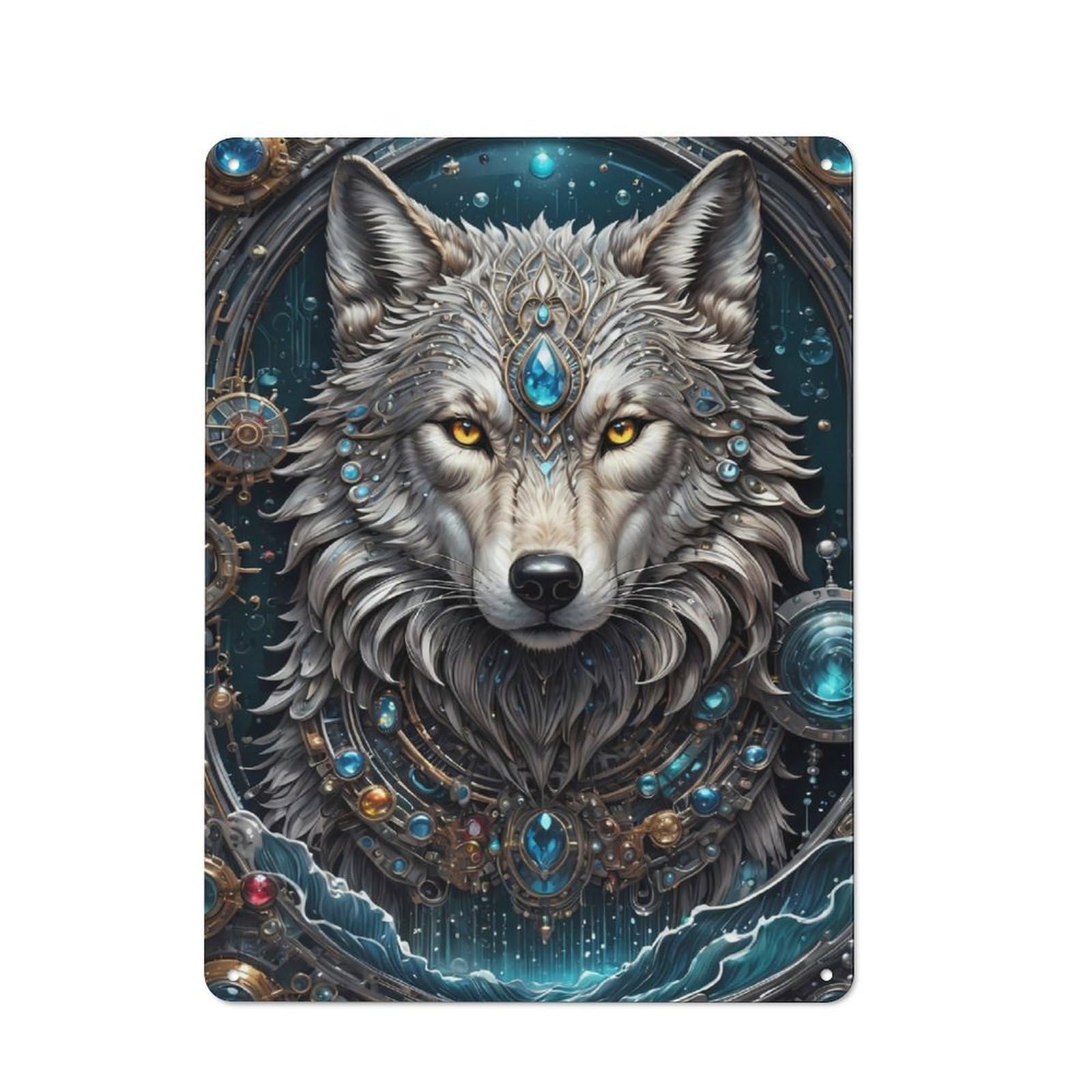 Galactic Shaman Wolf Metal Gift Sign 40x30cm, Vintage Home Wall Decor for Home, Shop, Pub Or Studio Wall