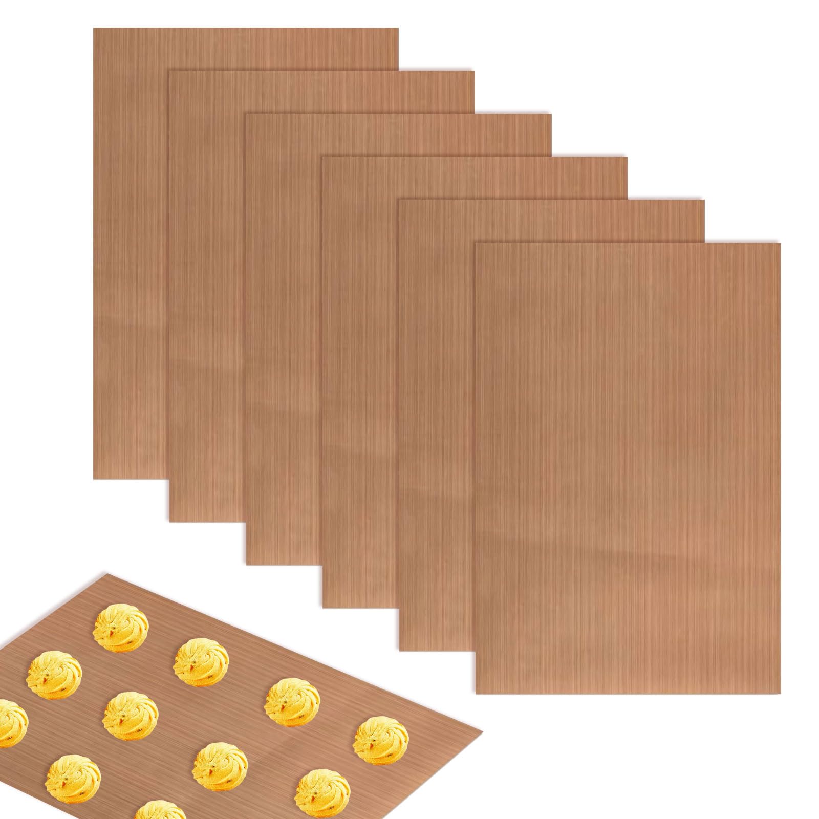 Tapis Cuisson Téflon Réutilisables - 6x 30x40cm - Antiadhésif Résistant à 230°C - Pour Four Et BBQ