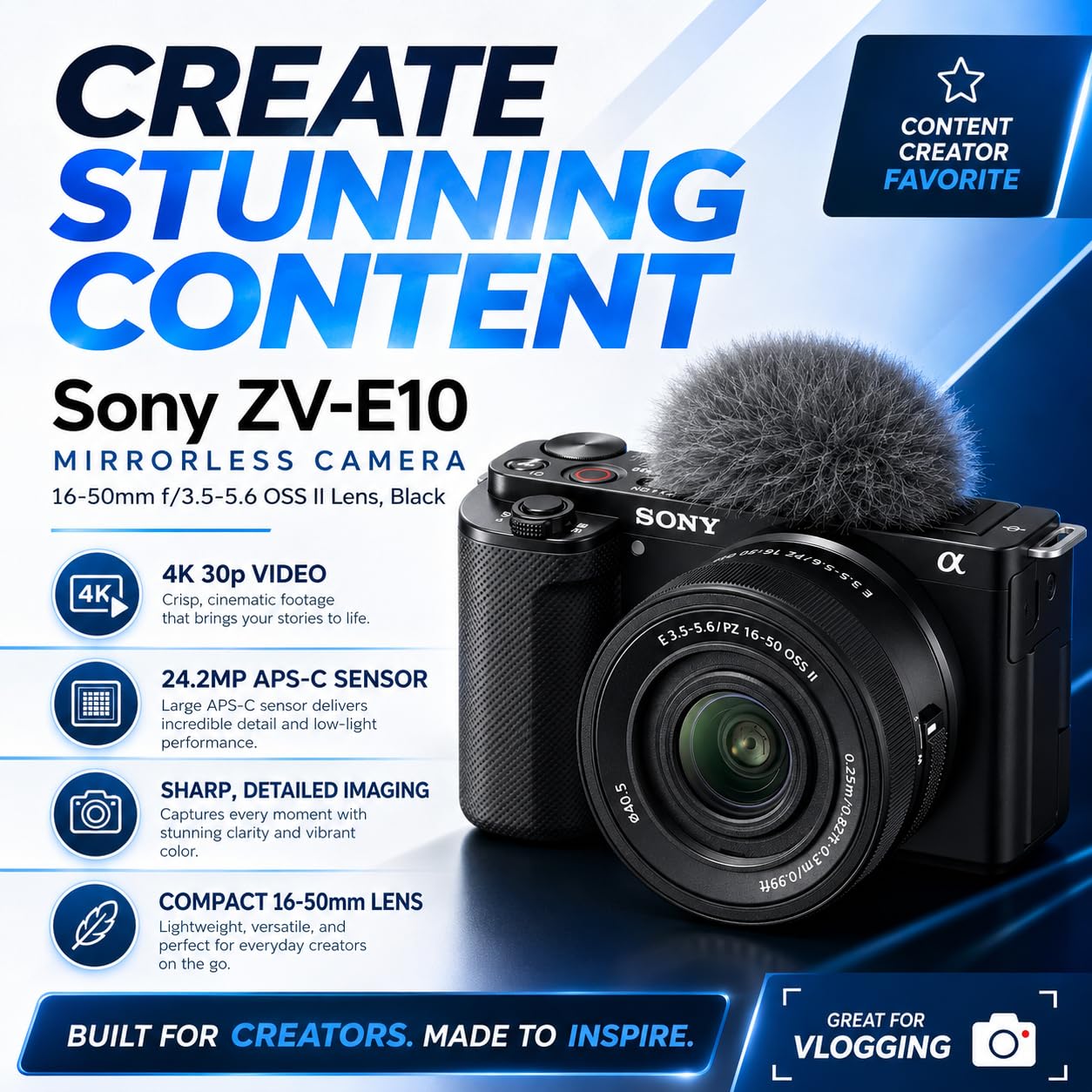 Amazon | ソニー ミラーレス交換レンズ Vlogカメラ ZV-E10 APS-C 16
