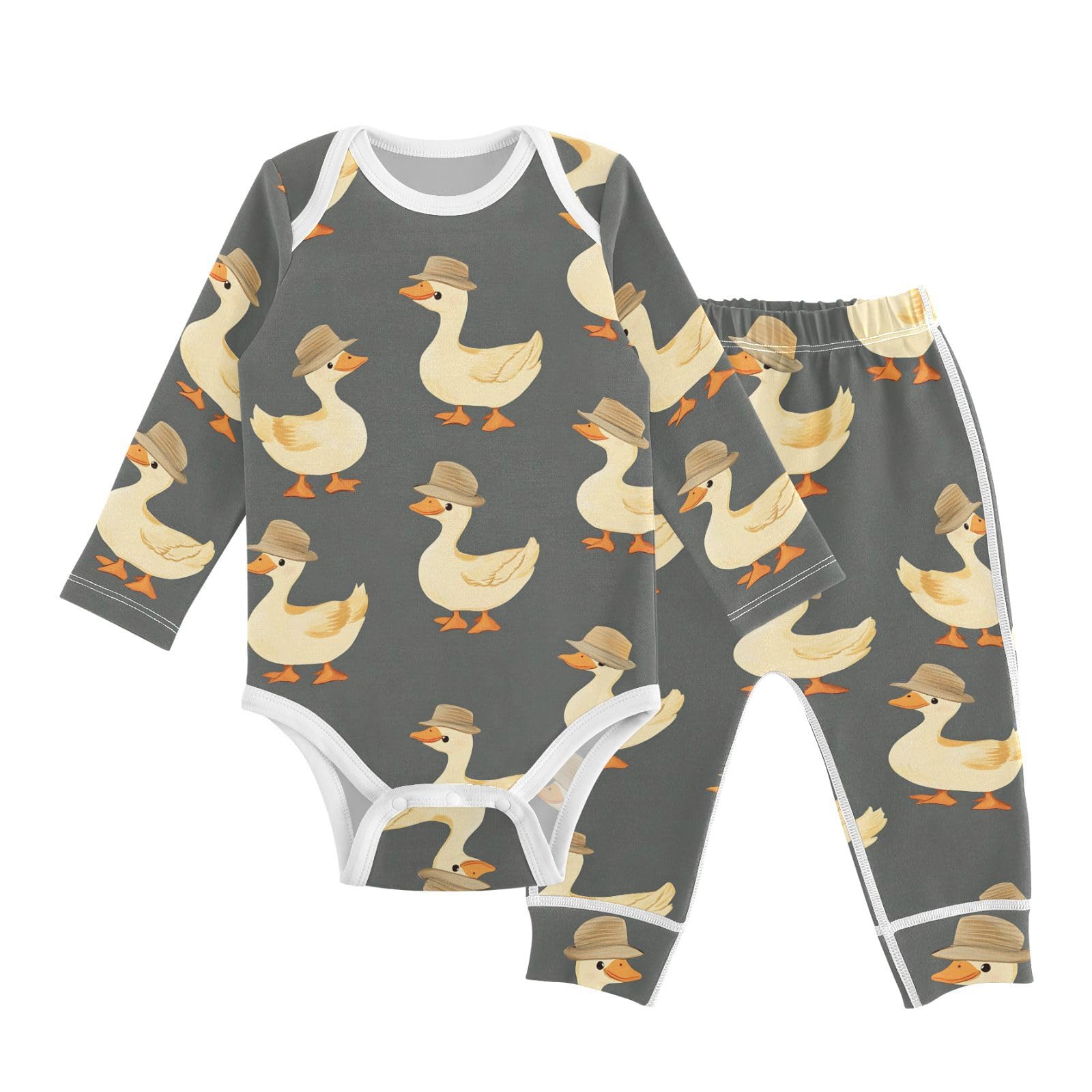 vvfelixl Baby Bodysuits Pants Sets Cute Ducks Wearing Hats Long Sleeve Baby Onesie Clothes for Boys Girls 3-6M