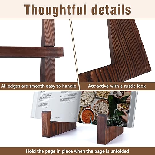 Miniatura 5 de DEBETOOL Soporte para libro de cocina  Soporte de madera para libro de cocina de 8.8 pulgadas para encimera de cocina, soporte multifuncional para