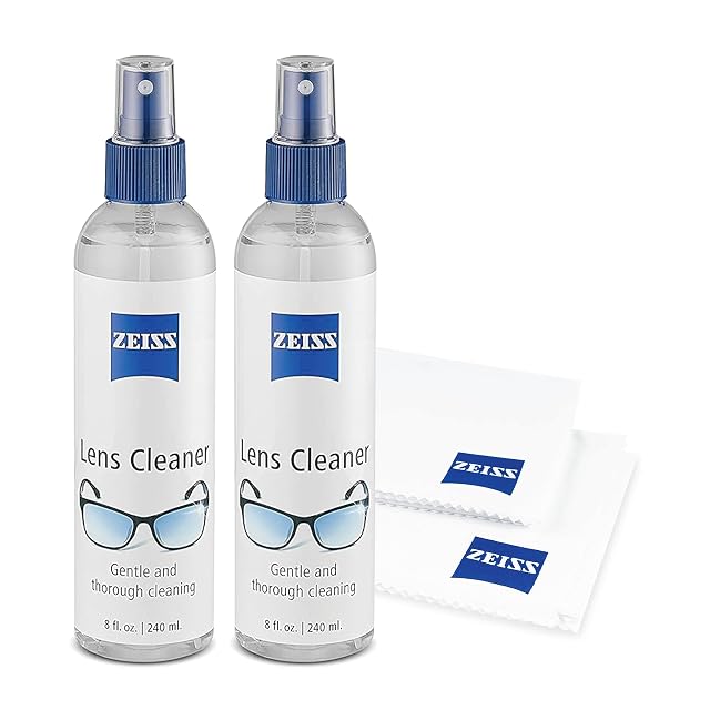 ZEISS Lens Care Pack 2x 8oz Streak-Free Lens Spray and Microfiber Cloths for Eyeglasses and Optics