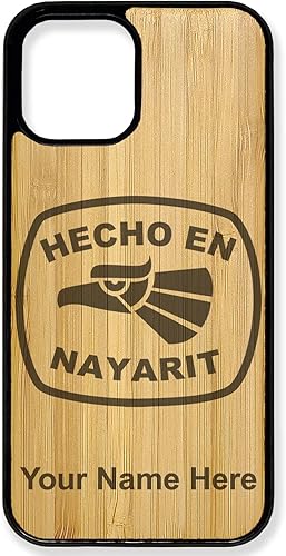LaserGram Funda de madera natural compatible con iPhone, Hecho en Nayarit, grabado personalizado incluido (bambú)