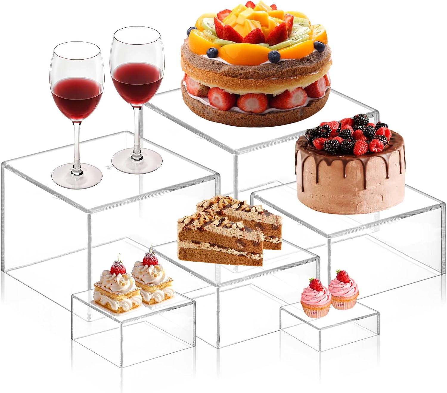 Amazon.com: Yuanan 6 PCS Acrylic Boxes for Food Display, Food Risers ...