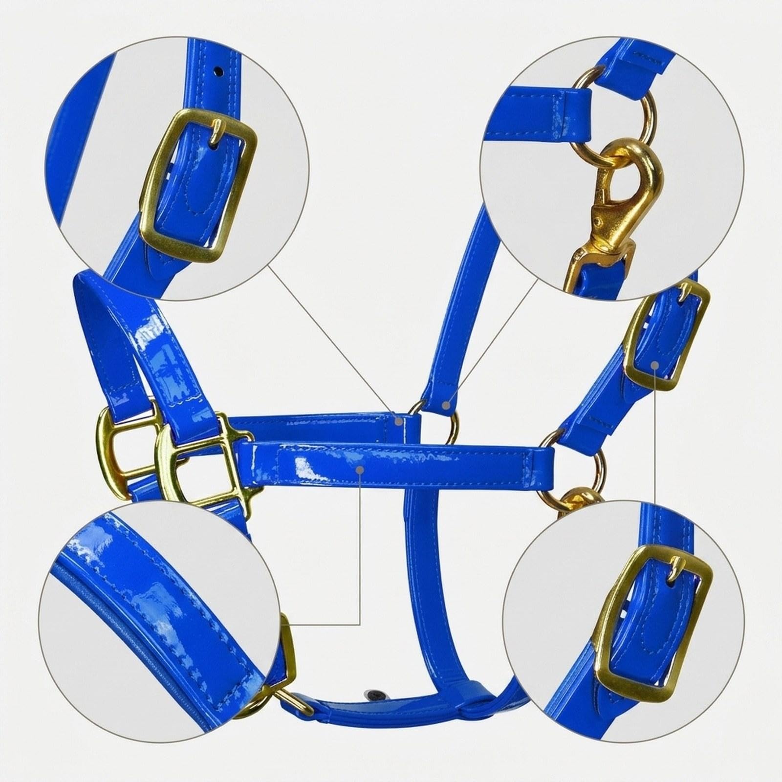 Cabezada de Entrenamiento para Caballos de Cuero de Microfibra con Cuerda, con Cierre de Mentón Y Garganta (para Pastos, Granjas E Hipódromos).