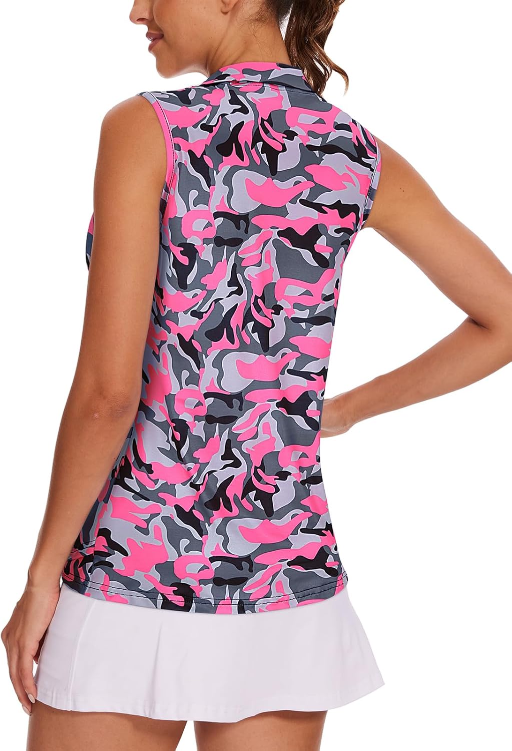 Tanst Sky Women's Sleeveless Golf Shirt Quick Dry Zip Up Workout Tennis Tops with Pockets - Image 2