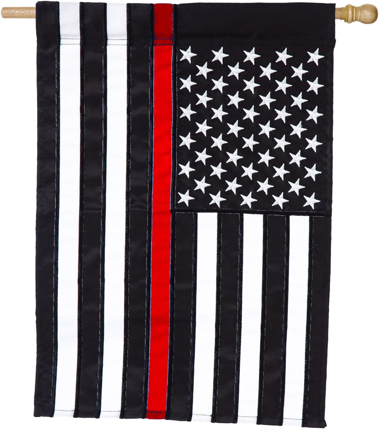 Evergreen Flag Thin Red Line Applique House Flag - 28 x 44 Inches Outdoor Decor for Homes and Gardens