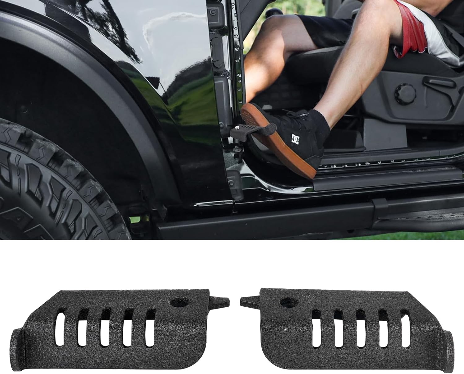 Foot Pegs Door Hinge Front Foot Peg Rest Pedal Compatible with Ford Bronco 2021 2022 2023 2024 Exterior Accessories 2 Door 4 Door - 1 Pair