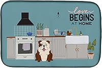 Vista 331 de Caroline's Treasures CK7824DDM - Tapete absorbente para secado de platos con diseño de bulldog inglés, rojo y blanco, para encimera de cocina, 14 x