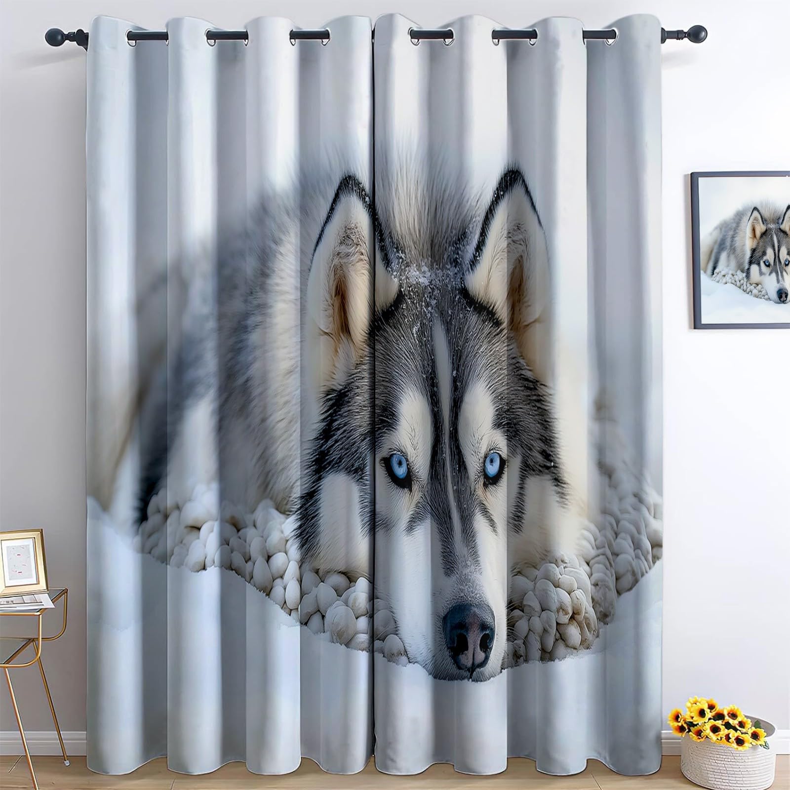 Rideaux occultants Husky opaques thermiques œillets draperies salon 140x175