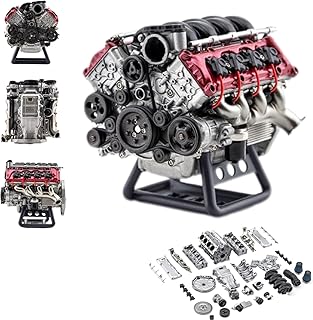 Model Engine kit for Adults,v8 Engine Model kit,Mini Engine kit That Runs on Fuel,Engine Model Kits for Adults,Mini Engine Build Kit, Mini V8 Engine Kits That Runs,for Adult Toys
