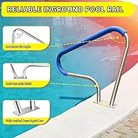 Vista 3 de Barandilla de piscina enterrada de 39x32, barandilla de escalera de piscina #304SS con cubierta antideslizante, base de montaje y accesorios.