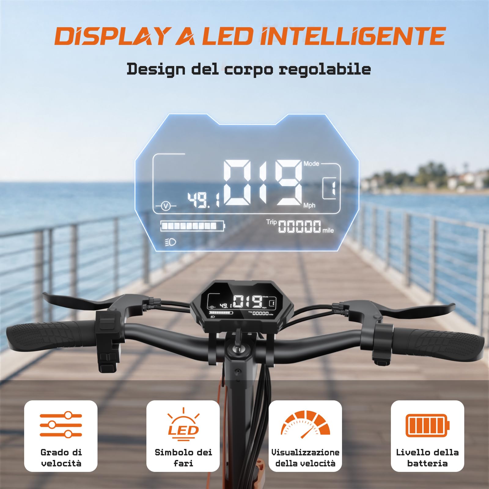 M4 Max Monopattino Elettrico Pieghevole, Autonomia 55km, Ammortizzatore Idraulico Ant., Freno a Disco, Luci LED Full, 3 Velocità, Ruote 10", 120KG, Batteria 48V 15,6Ah