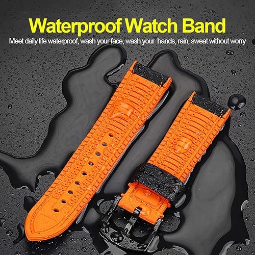 Miniatura 3 de watchdives Correas de reloj de nailon con parte inferior de goma, correa de reloj de lona para hombre, transpirable, impermeable, bandas de repuesto