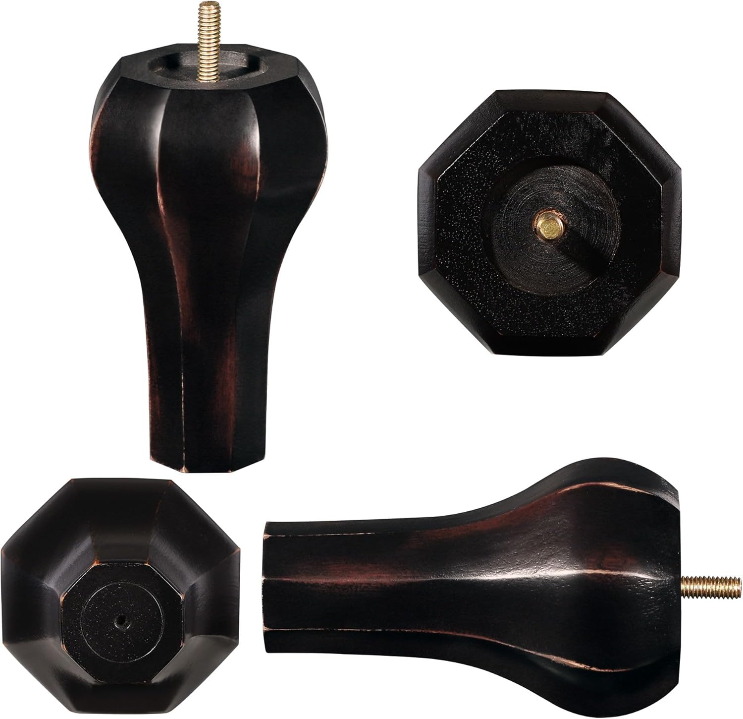 Wood Furniture Legs, Sofa Legs Pack of 4 - Black Frosted Color Legs Mid Century Modern Replacement Legs for Armchair Recliner Coffee Table Chair Couch Dresser (Black Frosted Color, 5 inch)