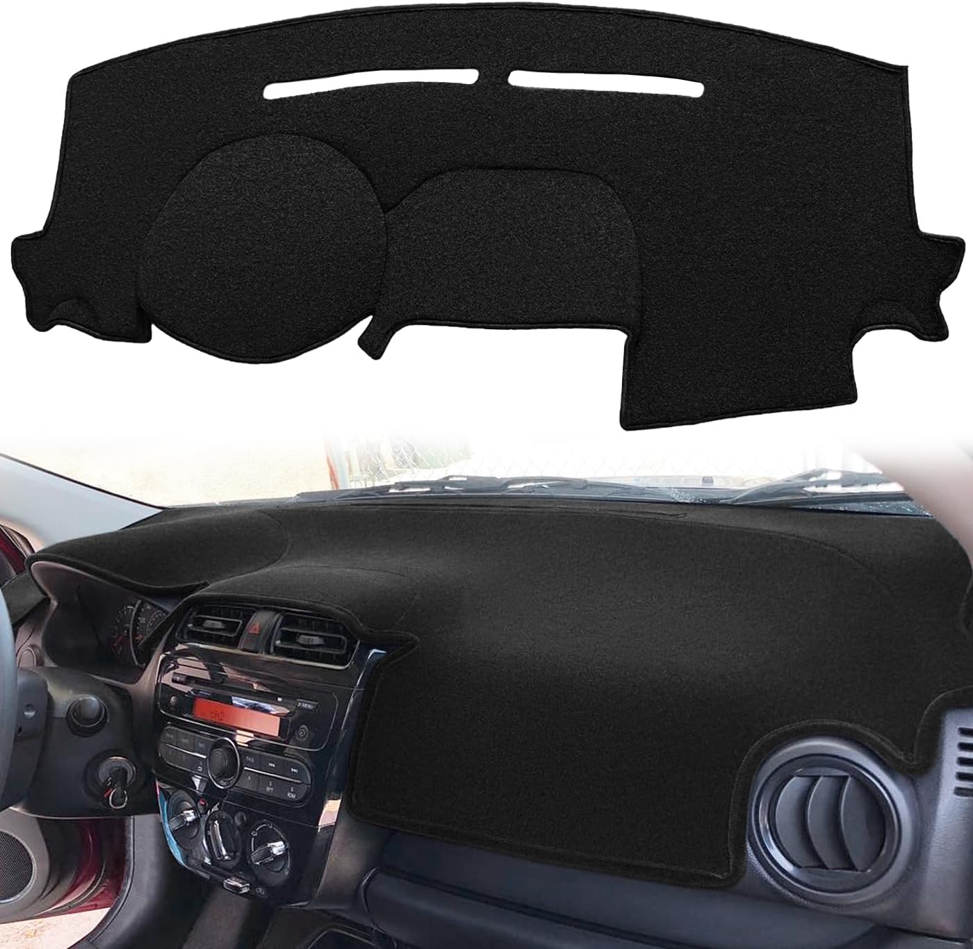 Dash Cover Mat Custom Fit for Mitsubishi Mirage G4,Dashboard Pad Cap Carpet Protector K216 (Black)