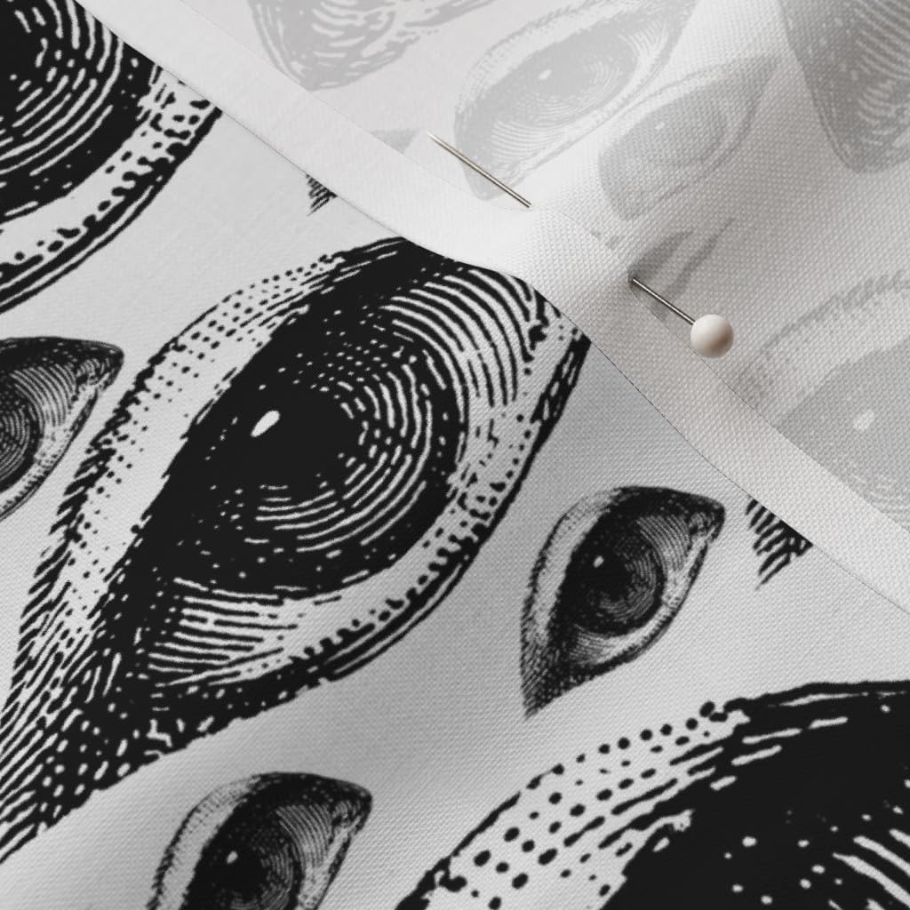 Spoonflower Fabric - Eye Black White Graphic Pop Art Century Eyes Goth Victorian Sketch Printed on Petal Signature Cotton Fabric by The Yard - Sewing Quilting Apparel Crafts Decor