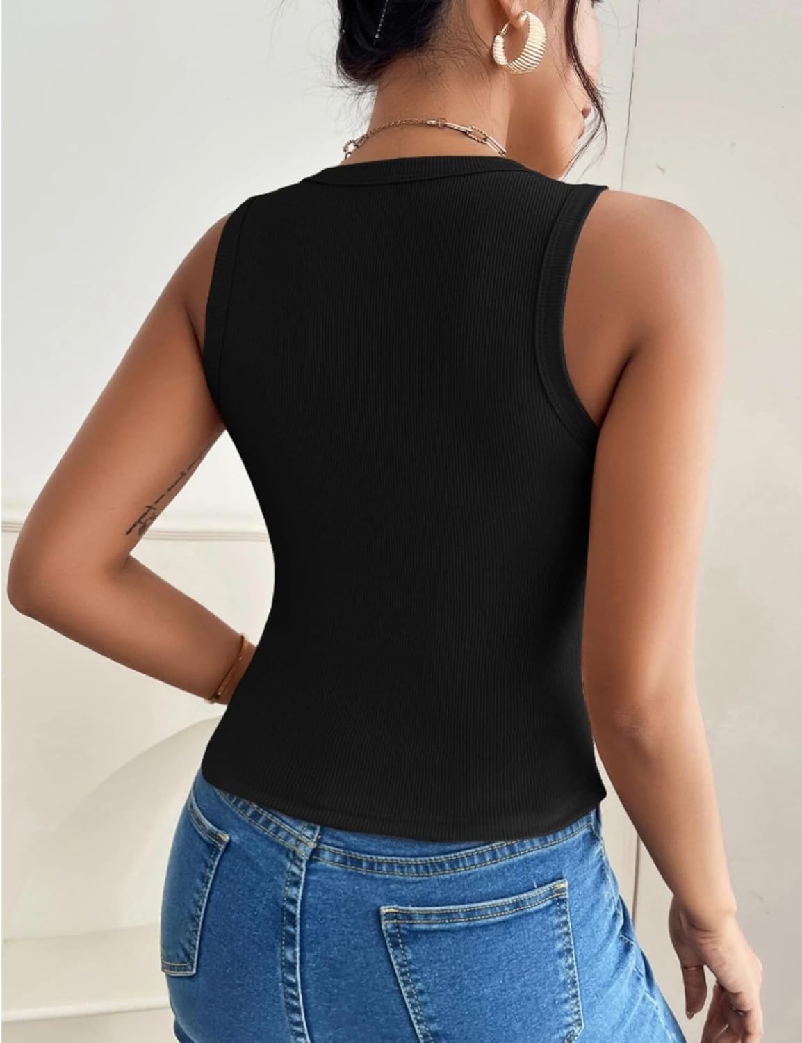 Zeagoo Womens Tank Top Racerback Crowl Neck Casual Basic Ribbed Knit Fitted Sleeveless Shirts S-XXL - Image 4