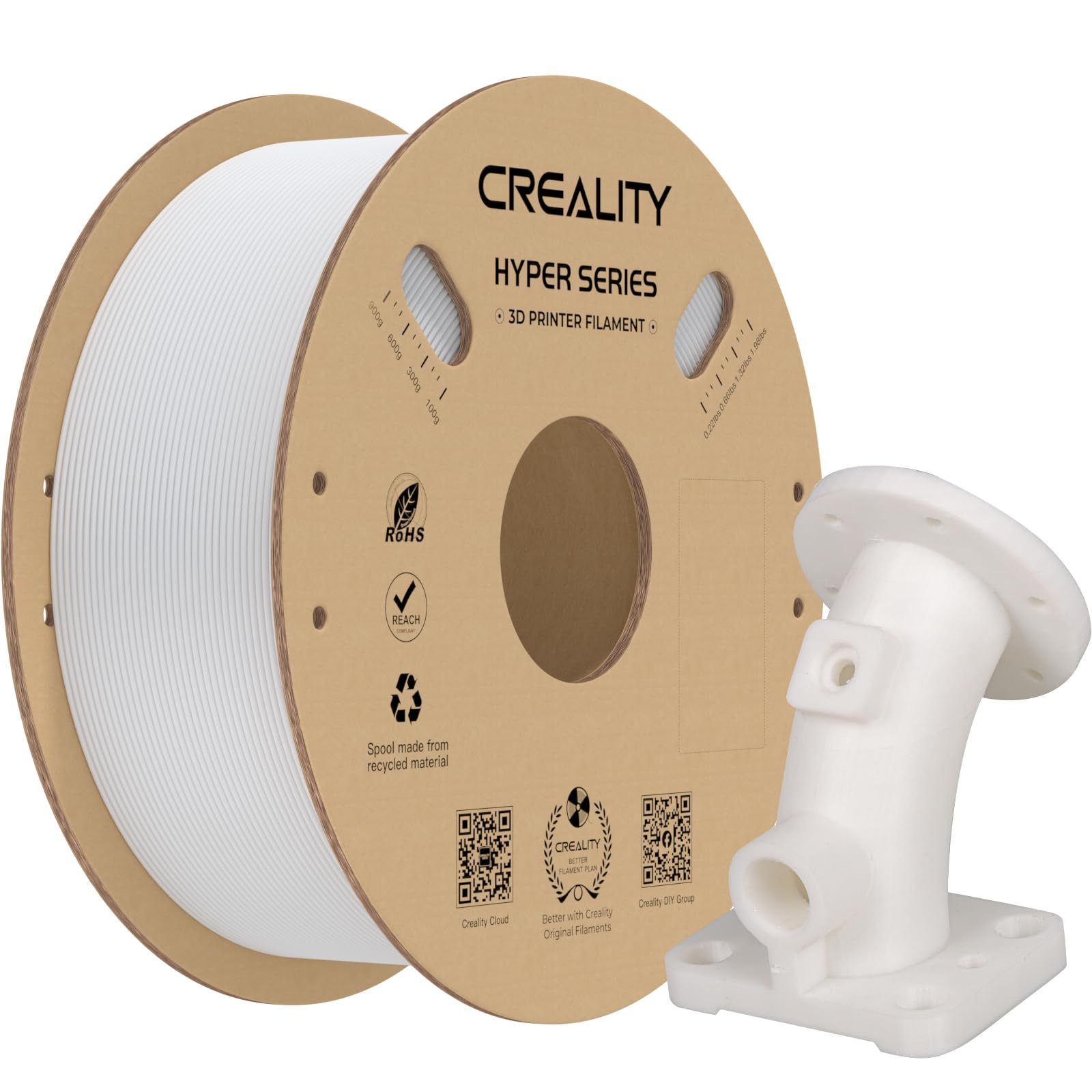 Creality ABS Filament 1.75mm, 1kg (2.2lbs)/Spool, High Speed 350mm/s, Dimensional Accuracy ±0.05mm, Fits 3D Printers (White)-picture-0