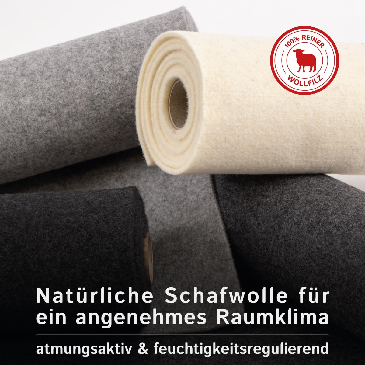 Fieltro de lana para campistas: fieltro punzonado 100% natural, 3 mm de grosor, elástico y transpirable, fabricado en Alemania (antracita, 1 50 cm x 200 cm (0,5 m x 2 m))