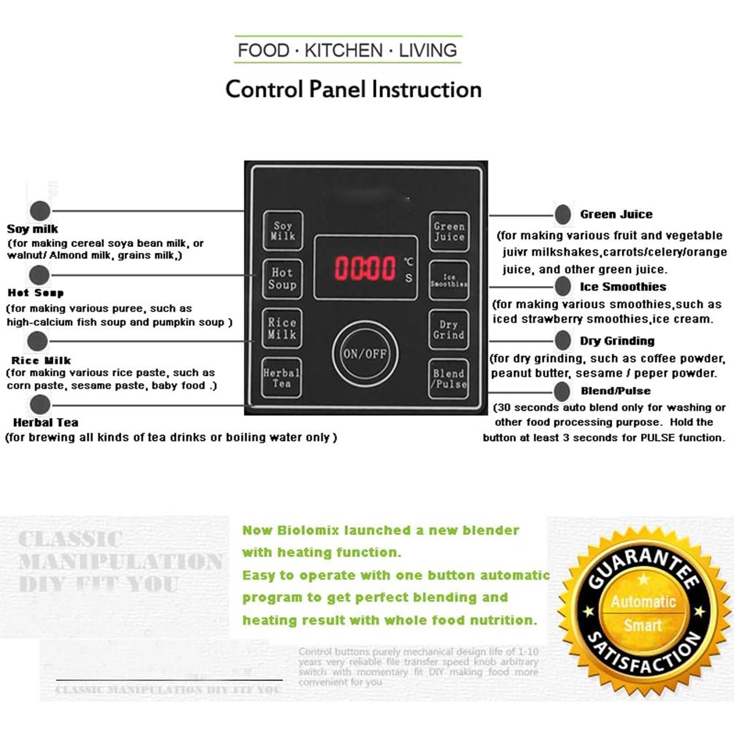 Licuadora Comercial súper silenciosa, Cocina Inteligente 5D y Limpieza automática, 8 Cuchillas de acción Ondulada de Acero Inoxidable, Pantalla LCD de Tiempo, para Batidos, Batidos, trituración de h