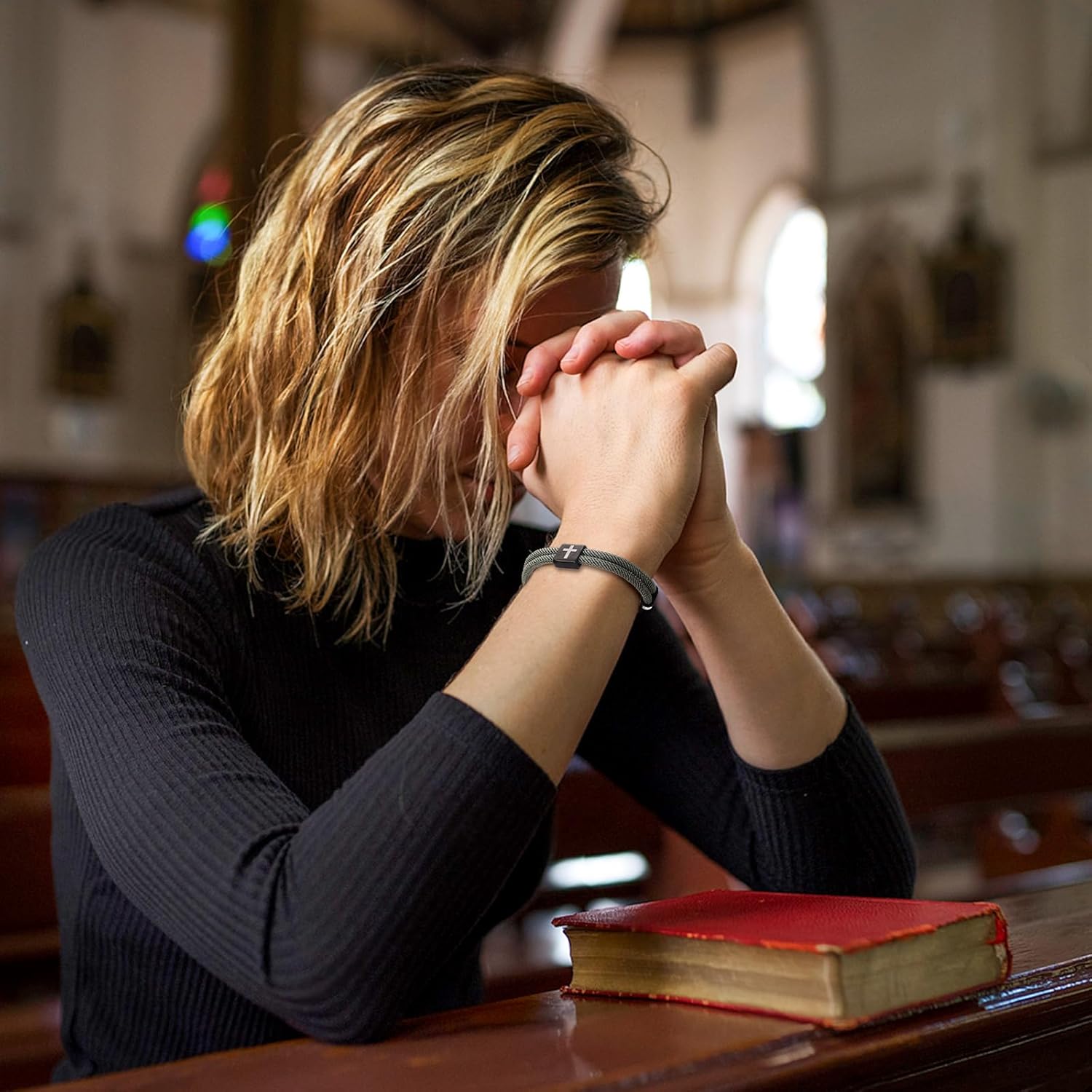 Draupnir 10PCS Cross Bracelet Adjustable Braided Jesus Bracelets for Men Women, Tree of Life Cord WWJD Bracelet with Metal Knot, Easter Christian Baptism Gifts(10 Colors) - Image 6