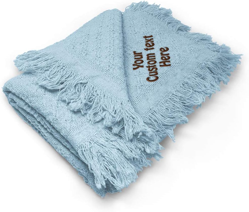 Nursery Bedding Baby Blankets for Boys & Girls Custom Personalized Text Name Cotton