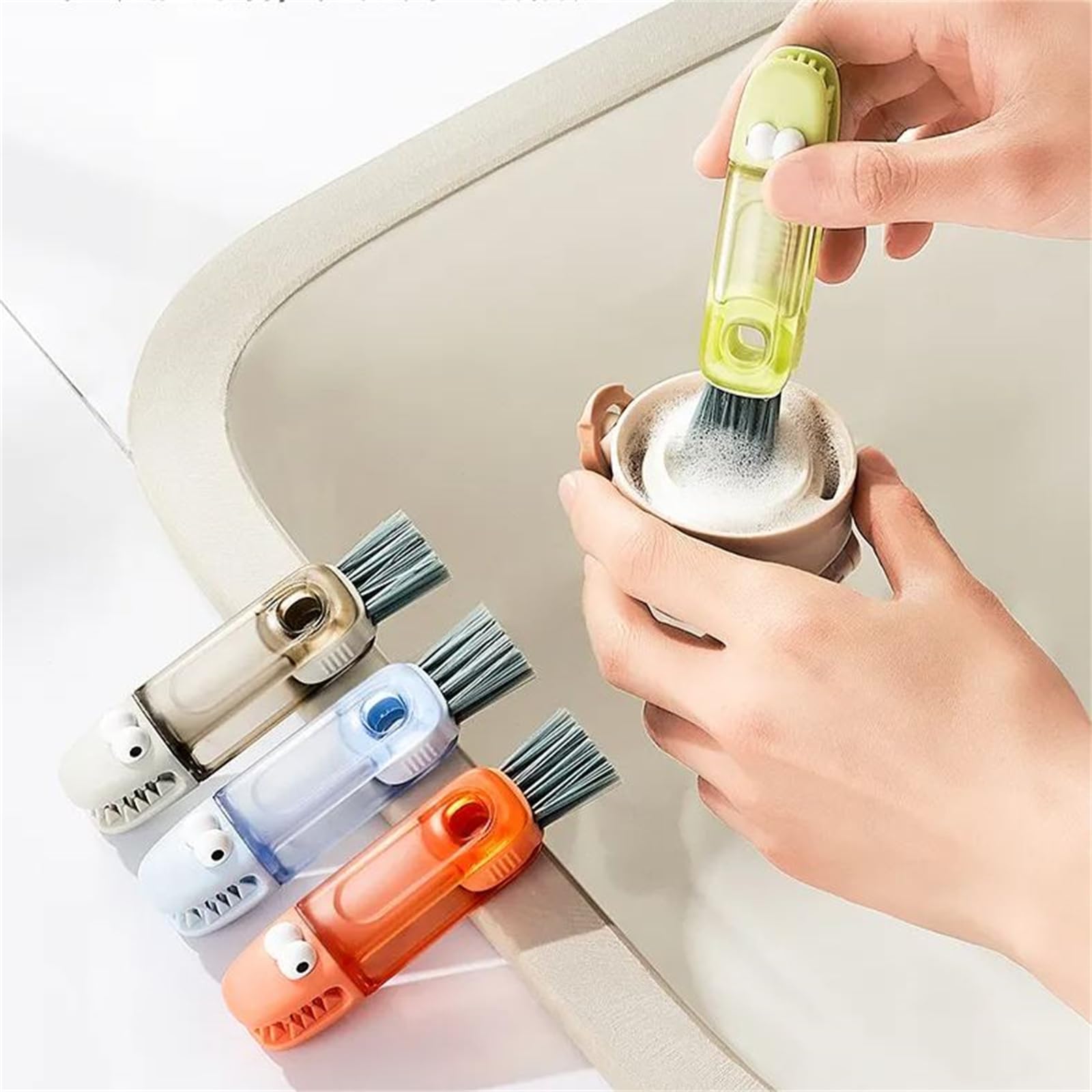 Set 3 Spazzole Pulizia 3 In 1 - Per Tazze, Bollitori E Ciucci | Teste Intercambiabili