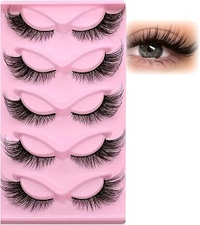 3D False Eyelashes, 5 Pairs Dramatic Cat Eyes, Artificial Eyelashes, Wispy & Fluffy False Strip Eyelashes, Soft & Reusable False Eyelashes, Foxy C Curl False Eyelashes, Extra